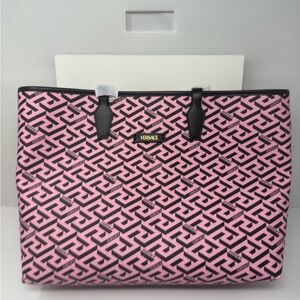 Versace Pink and Black Geometric Tote